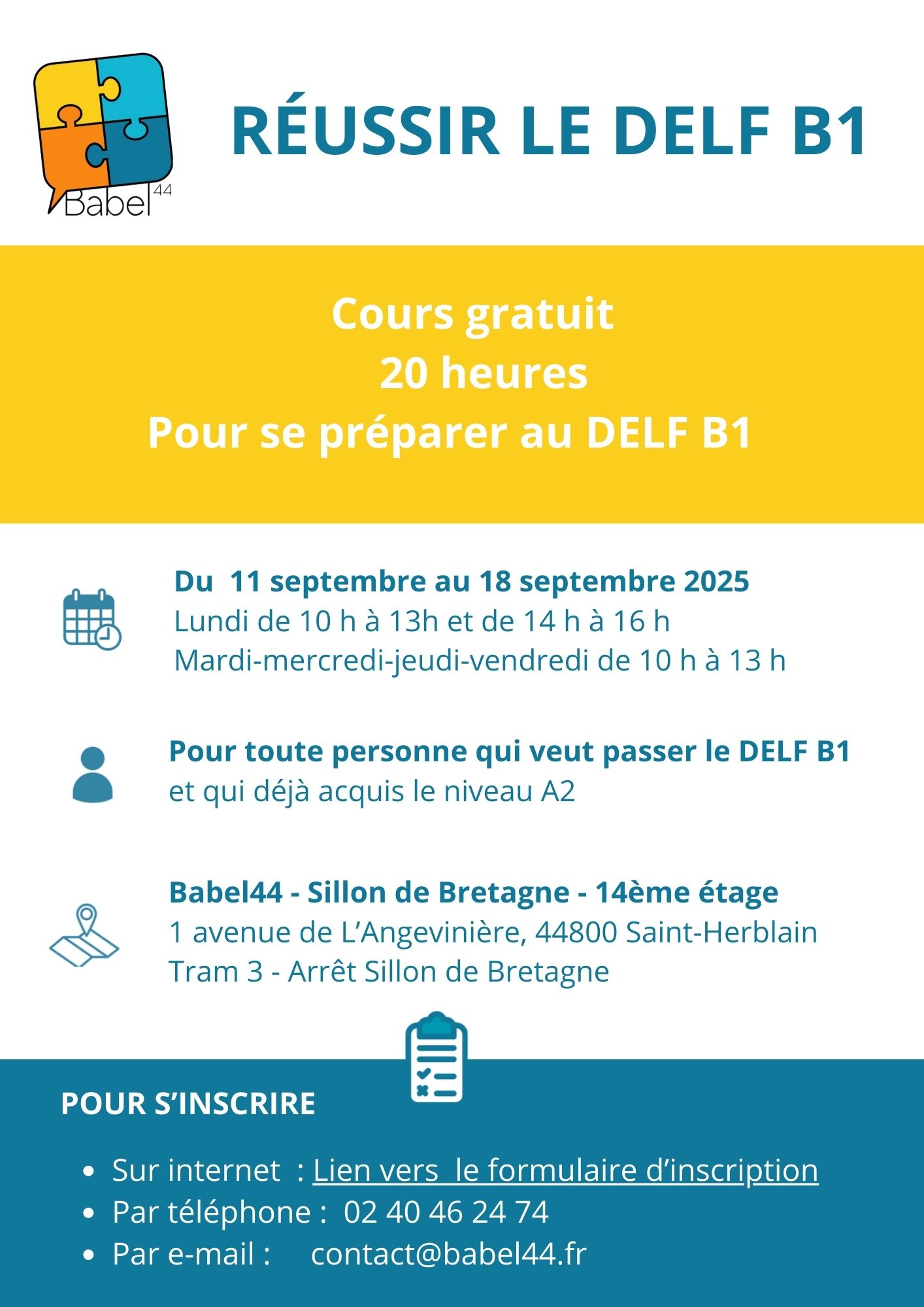 Cours intensif gratuit pour préparer le DELF B1